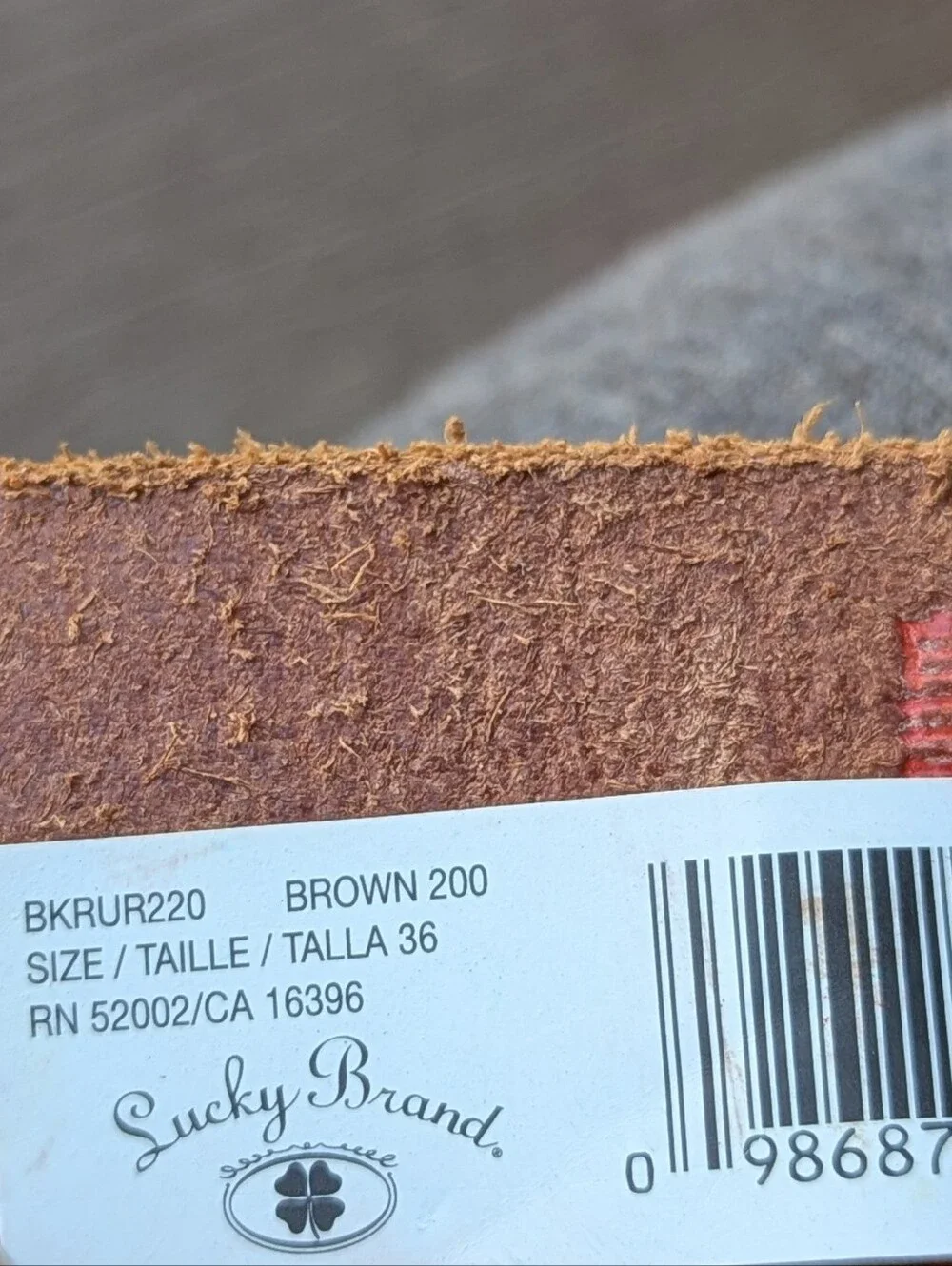VTG Y2K Lucky Brand Earthy Red Brown Leather Belt with Brass-Tone Buckle Size 36